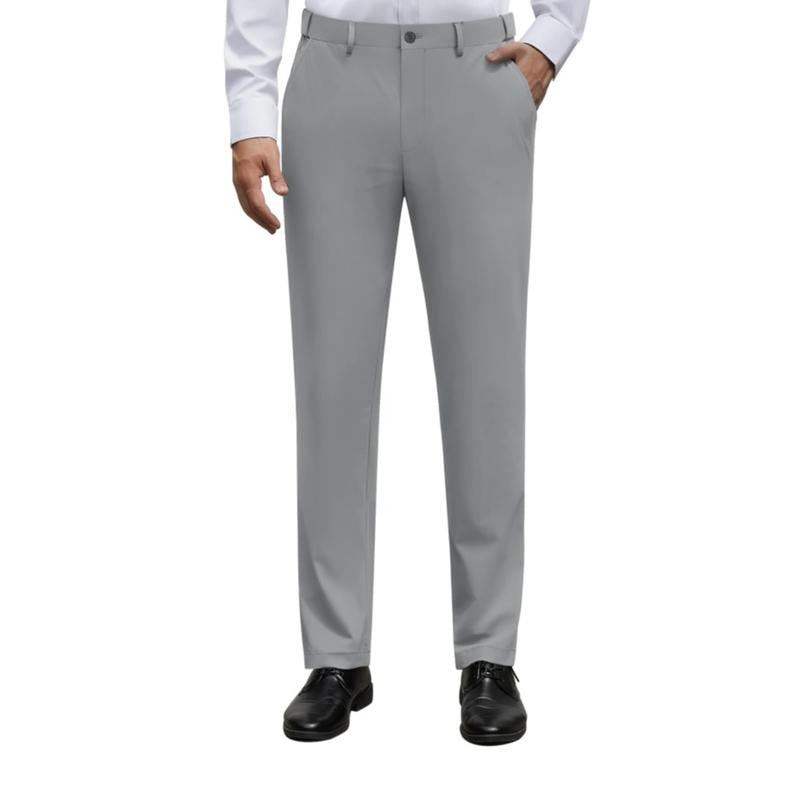 Alimens&Gentle Men’S Business Casual Stretch Dress Pants, No-Iron Flat-Front Dress Pants with Expandable Waist