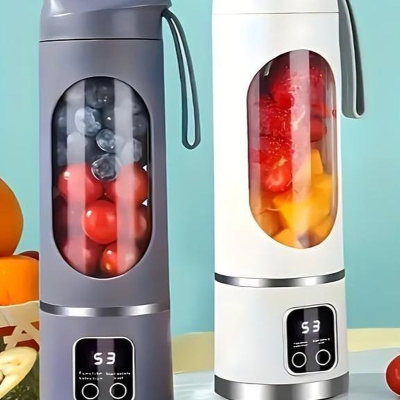 2025 Best Mini Juicer Blender with LED Display, 12-Blade 3-Speed Control, 1500Mah USB-C Rechargeable, 450Ml Leak-Proof Cup, Compact for Household & Travel, Ideal for Smoothies & Fruit Blends.Thanksgiving Gifts