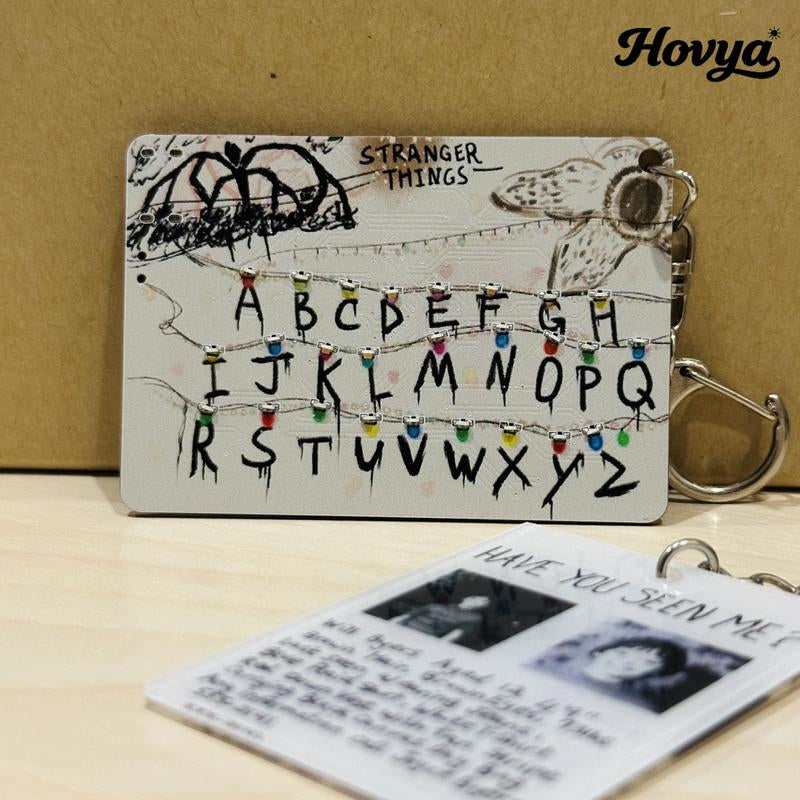 Handmade Stranger Things Card Keychain, LED Message Board, Best Christmas and Birthday Gifts