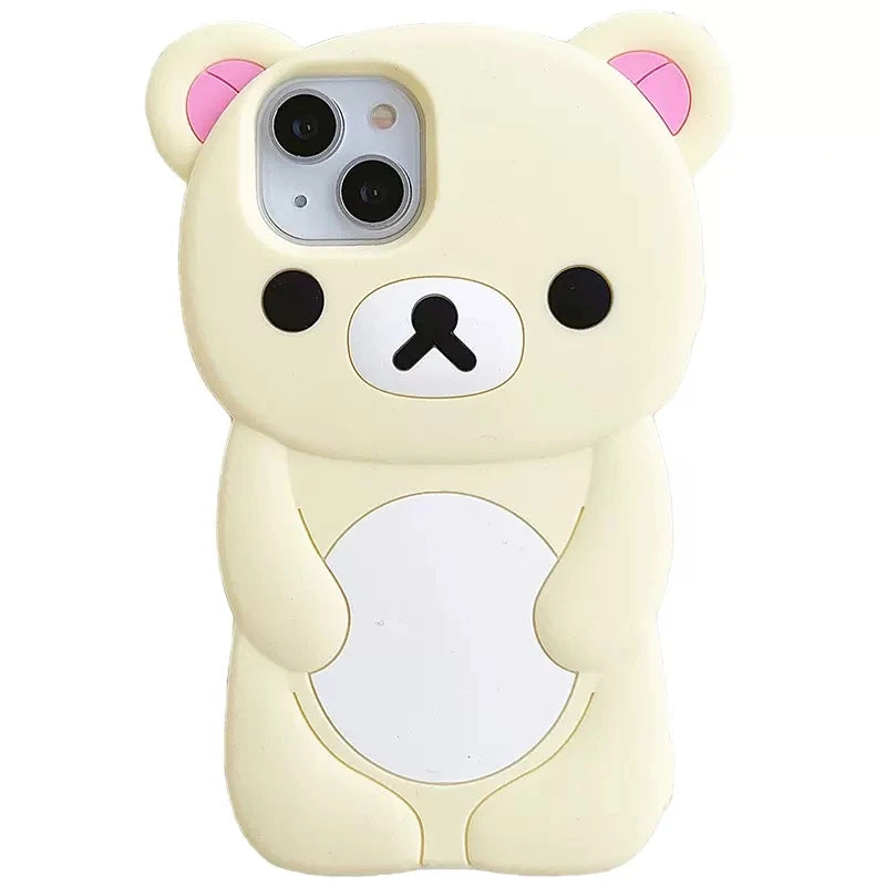 Rilakkuma Bear Silicone Soft Cover Case For iPhone 17 16 15 14 13 12 11 Pro Max mini Plus Xs XR 6 7 8 Plus easy-shop-bay