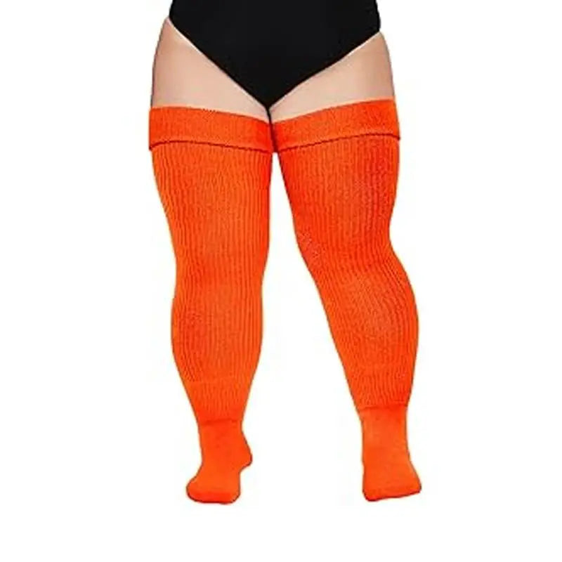 Plus Size Women's Extra Long Thigh High Socks for Curvy Thighs - Over the Knee Stockings and Leg Warmers