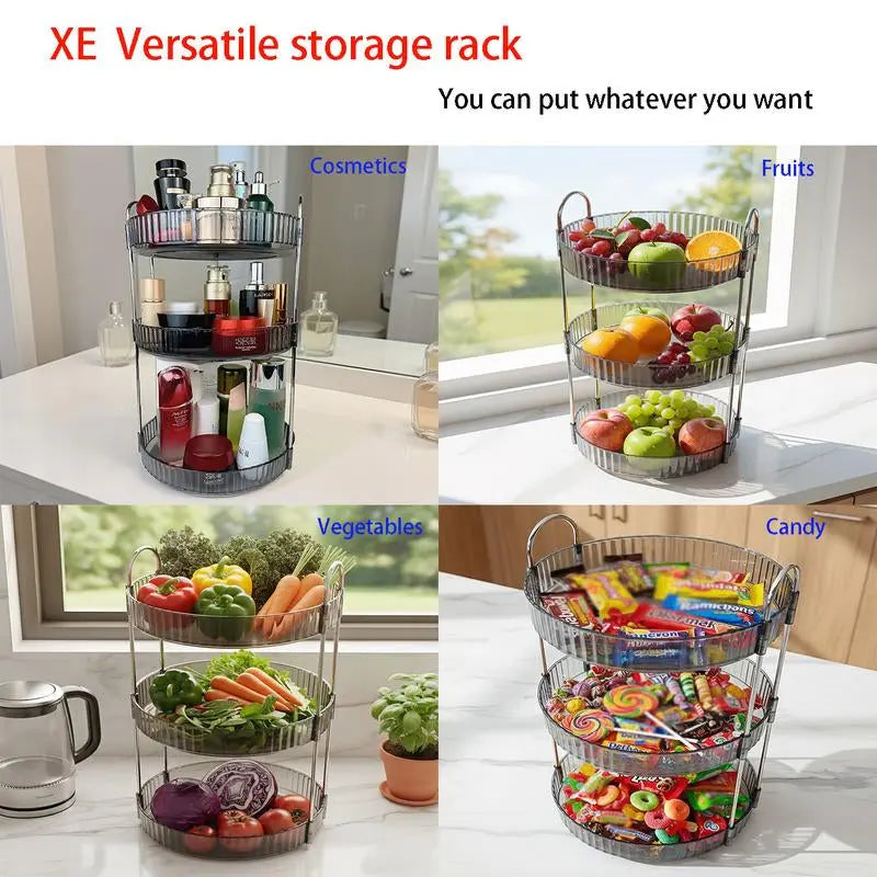 Rotating Makeup Organizer and Storage Rack for Cosmetics, Perfume, and Skincare Products - Large Capacity Vanity Shelf for Countertop Use