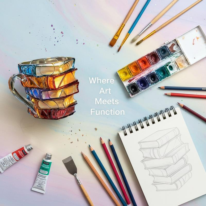 3D Ceramic Book Mug, Unique Stacked Books Coffee Cup, Creative Literary Gift for Book Lovers, Colorful Novelty Reader Mug – Perfect for Christmas & Black Friday Deals Drinkware Tumbler Reuse Reusable Washable