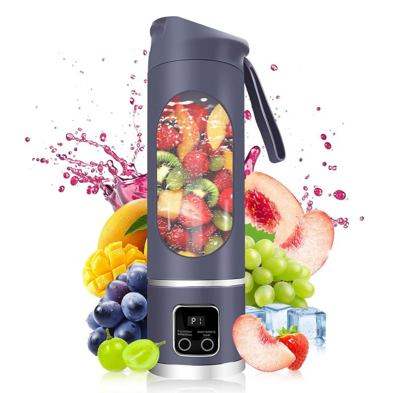 2025 Best Mini Juicer Blender with LED Display, 12-Blade 3-Speed Control, 1500Mah USB-C Rechargeable, 450Ml Leak-Proof Cup, Compact for Household & Travel, Ideal for Smoothies & Fruit Blends.Thanksgiving Gifts