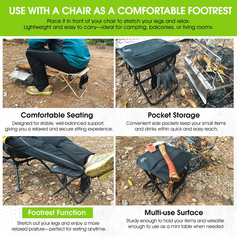 Camdoor Upgraded Strap Folding Stool Ultra-Light 1.5 Lbs Portable Outdoor Camping Chair with Side Pockets & Shoulder Strap Max Load 500Lbs for Hiking Fishing Thanksgiving Gift