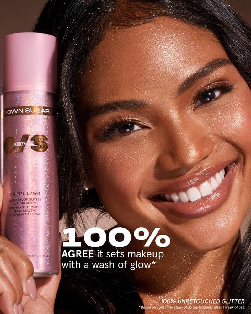 On ‘Til Dawn Waterproof Glitter Setting Spray in Brown Sugar