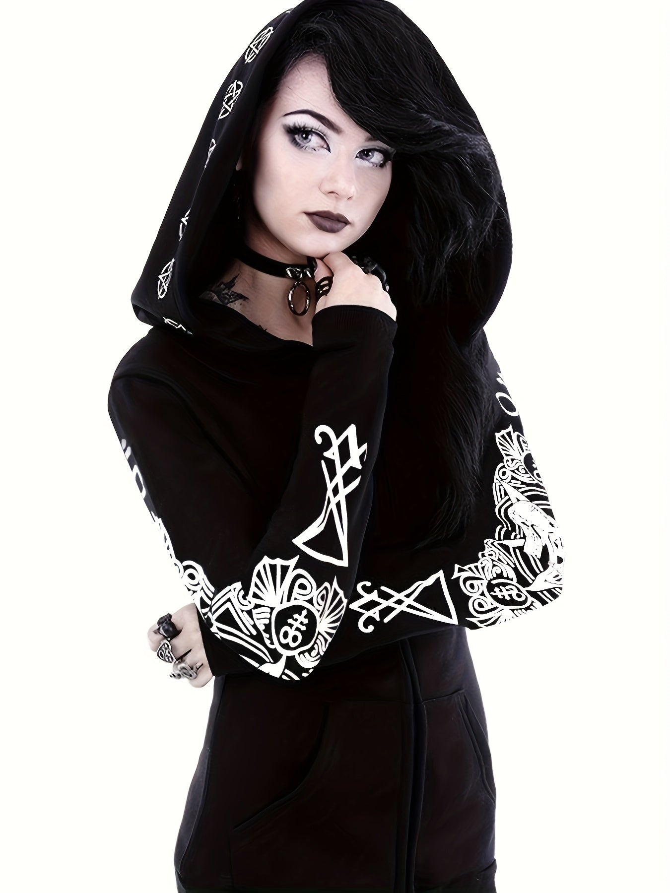 Women's Fashion Punk Style Geometric Print Zipper Sweatshirt easy-shop-bay