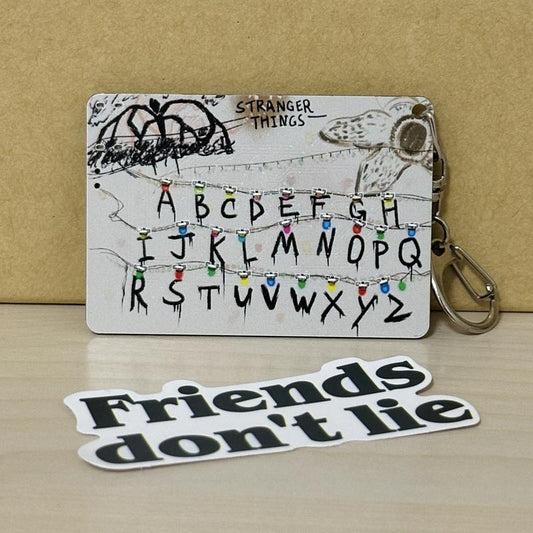 Handmade Stranger Things Card Keychain, LED Message Board, Best Christmas and Birthday Gifts