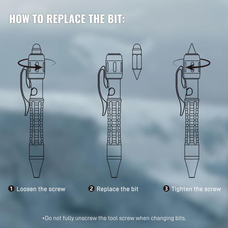 Tacray MP1 Multi-Functional Titanium Pen – Mini EDC Pocket Pen with Replaceable Bits, Box Cutter, Tungsten Tip, Screwdrivers, Pencil & Stylus for Everyday Carry