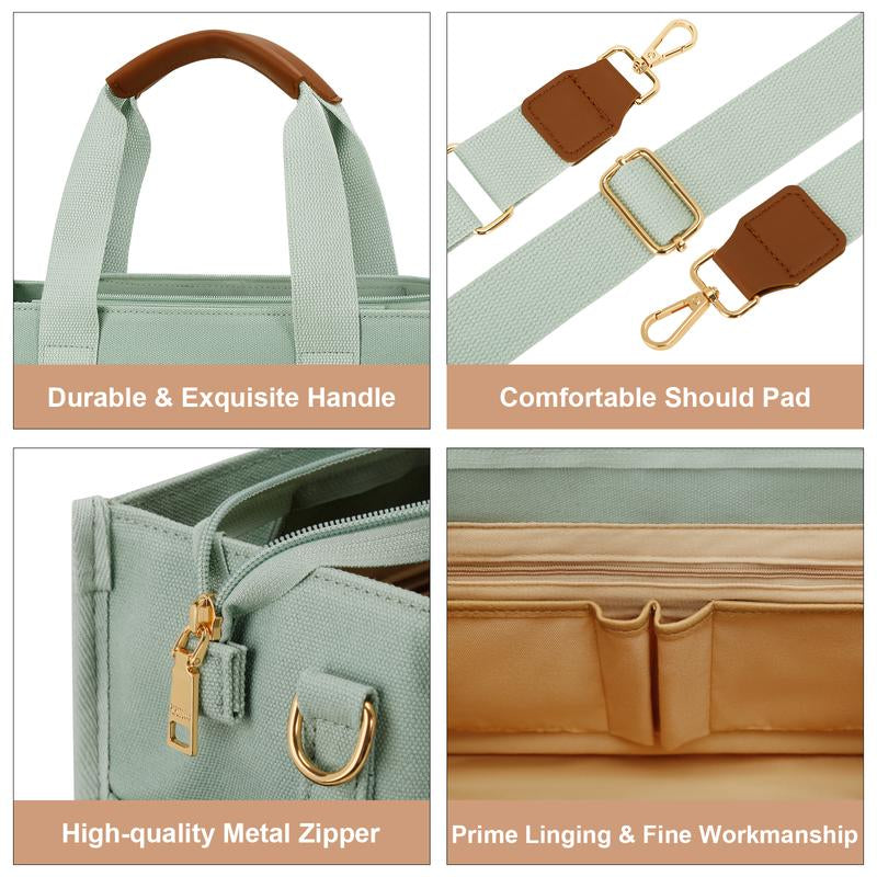 KKXIU Large Canvas Tote Bag Purse for Women with Zipper and Compartments for Work College Bible Lapatop Crossbody Handbag