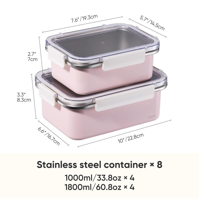 [Official] Carote 16PCS Food Storage Container Set, White & Pink, Leakproof, Microwave & Freezer Safe, Perfect for Meal Prep & Leftovers