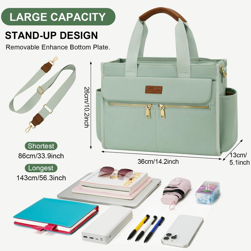 KKXIU Large Canvas Tote Bag Purse for Women with Zipper and Compartments for Work College Bible Lapatop Crossbody Handbag