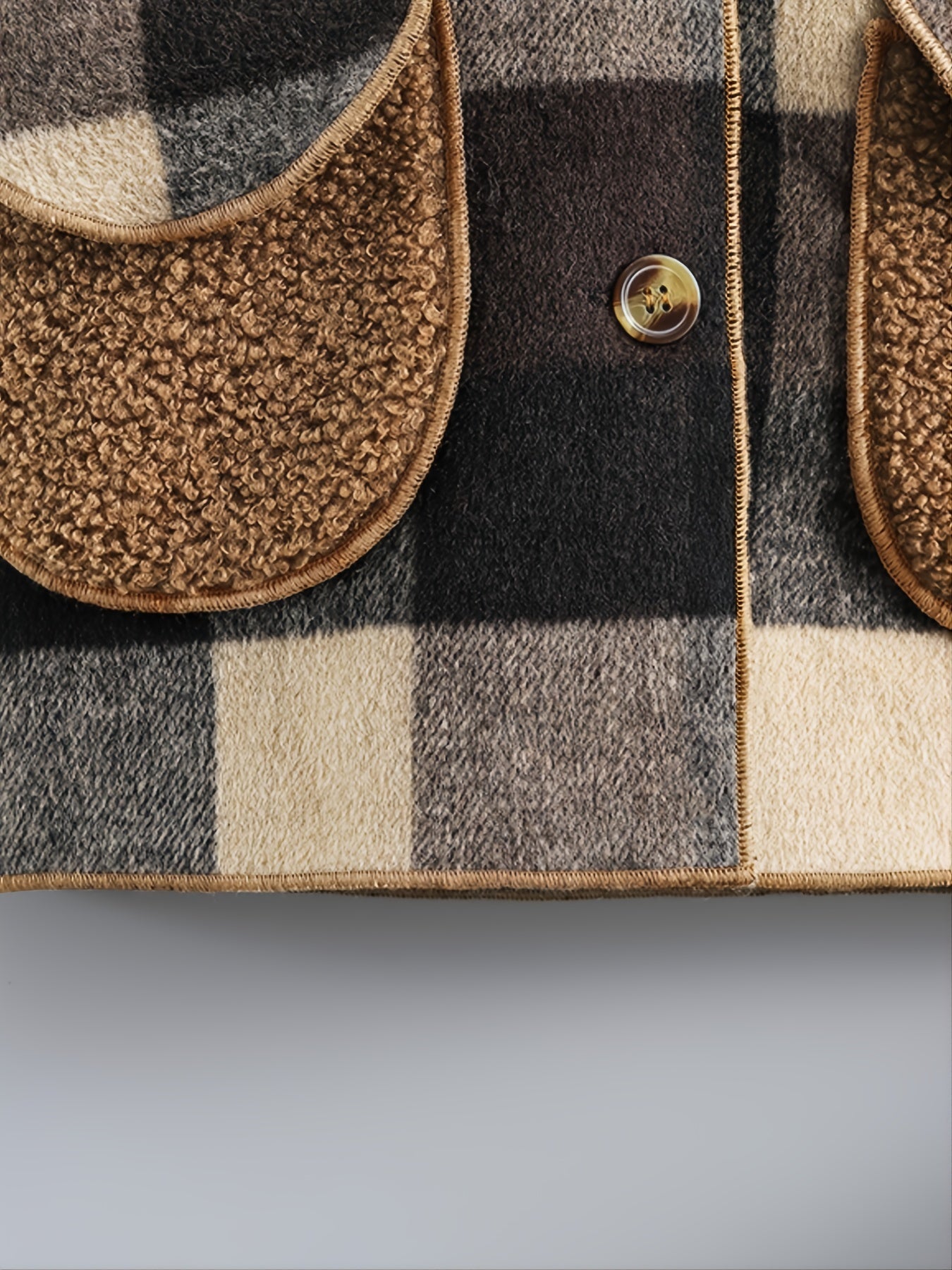 Boys' Long Sleeve Plaid Fleece-Lined Jacket with Button Front & Pockets - Cozy Fall/Winter Warmth, Casual Cardigan Collar, Brown/ Tartan Pattern, Machine Washable For Outdoor Play & Casual Attire, Winter Jacket For Boys, Fall easy-shop-bay