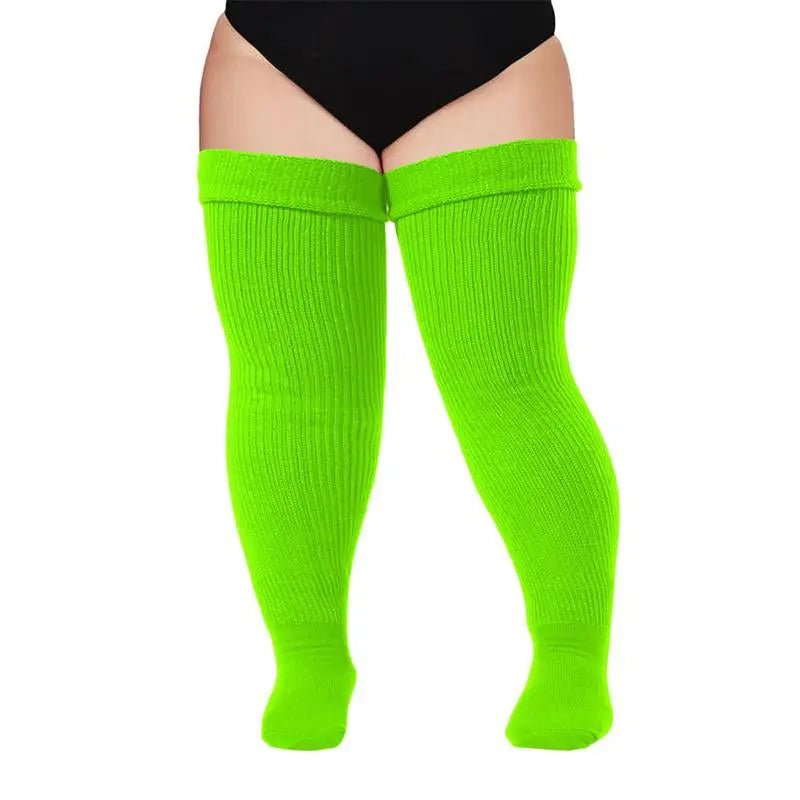 Plus Size Women's Extra Long Thigh High Socks for Curvy Thighs - Over the Knee Stockings and Leg Warmers