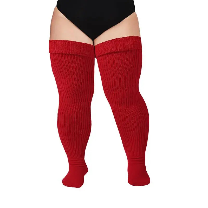 Plus Size Women's Extra Long Thigh High Socks for Curvy Thighs - Over the Knee Stockings and Leg Warmers