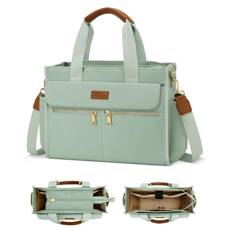 KKXIU Large Canvas Tote Bag Purse for Women with Zipper and Compartments for Work College Bible Lapatop Crossbody Handbag