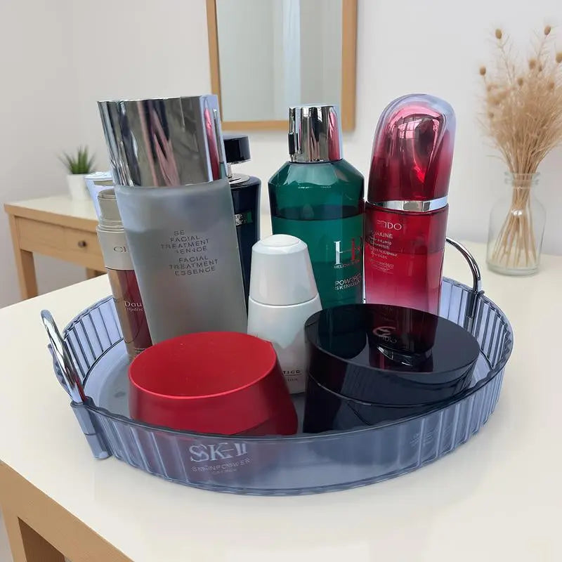 Rotating Makeup Organizer and Storage Rack for Cosmetics, Perfume, and Skincare Products - Large Capacity Vanity Shelf for Countertop Use