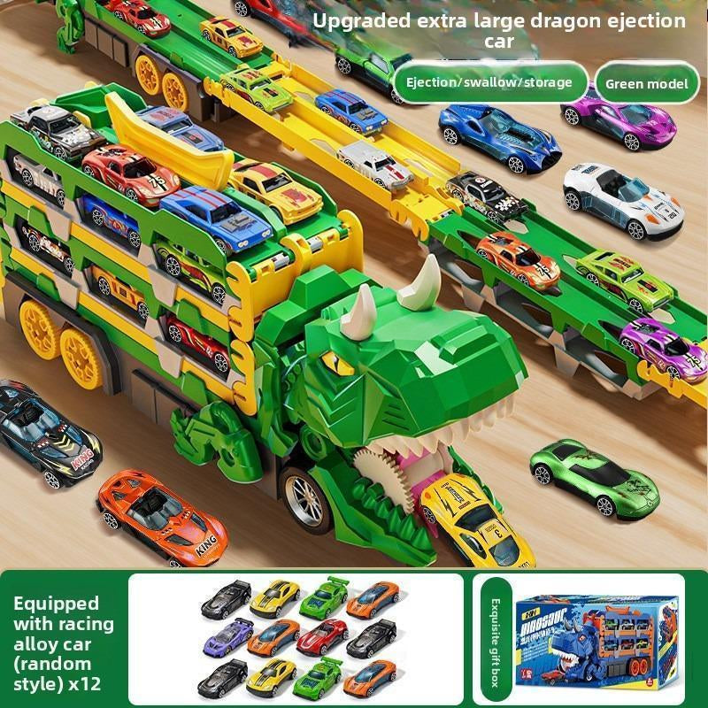 Dinosaur Transport Truck Toy for Toddlers – 12 Die-Cast Cars, Transforms into Dino, Perfect Gift for 3-6 Year Old Boys