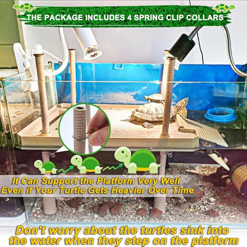 Large Turtle Floating Basking Platform with Feeding Area, Floating Docks for Turtle, Reptile Climbing Pier and Basking Platform for Tortoise, Frogs, Crabs and Salamanders
