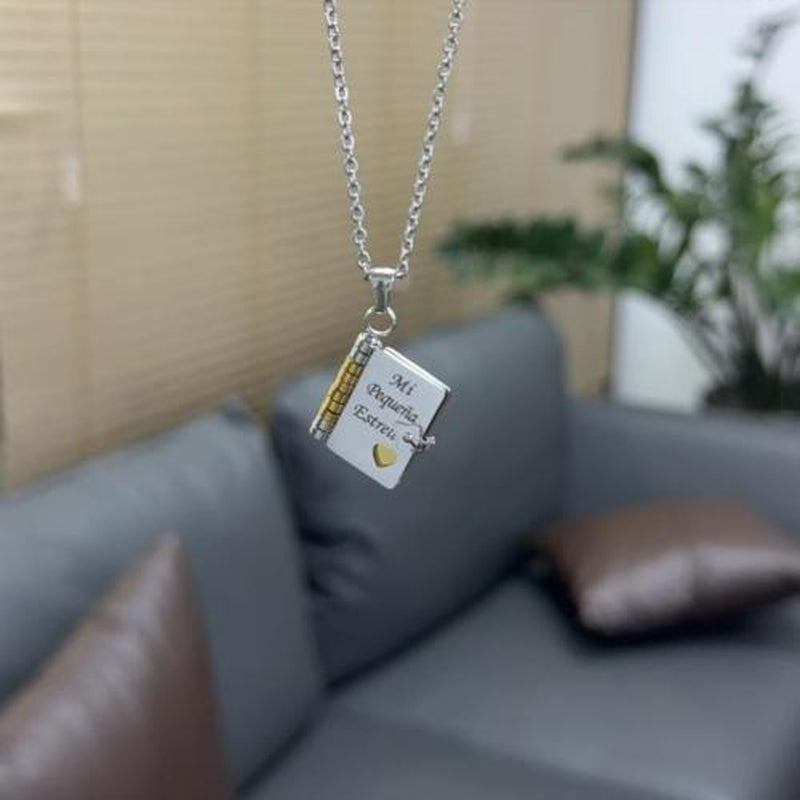 My Little Star Book Necklace,My Incredible Daughter Book Necklace for Daughter,Openable with 6 Pages of Engraved Information,Birthday Day Gift Graduation Jewelry of Love