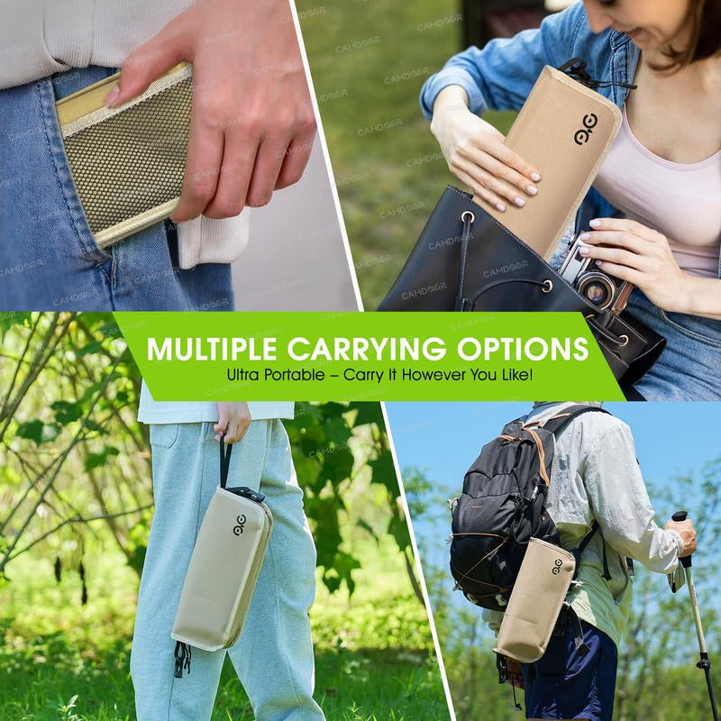 Camdoor Upgraded Strap Folding Stool Ultra-Light 1.5 Lbs Portable Outdoor Camping Chair with Side Pockets & Shoulder Strap Max Load 500Lbs for Hiking Fishing Thanksgiving Gift