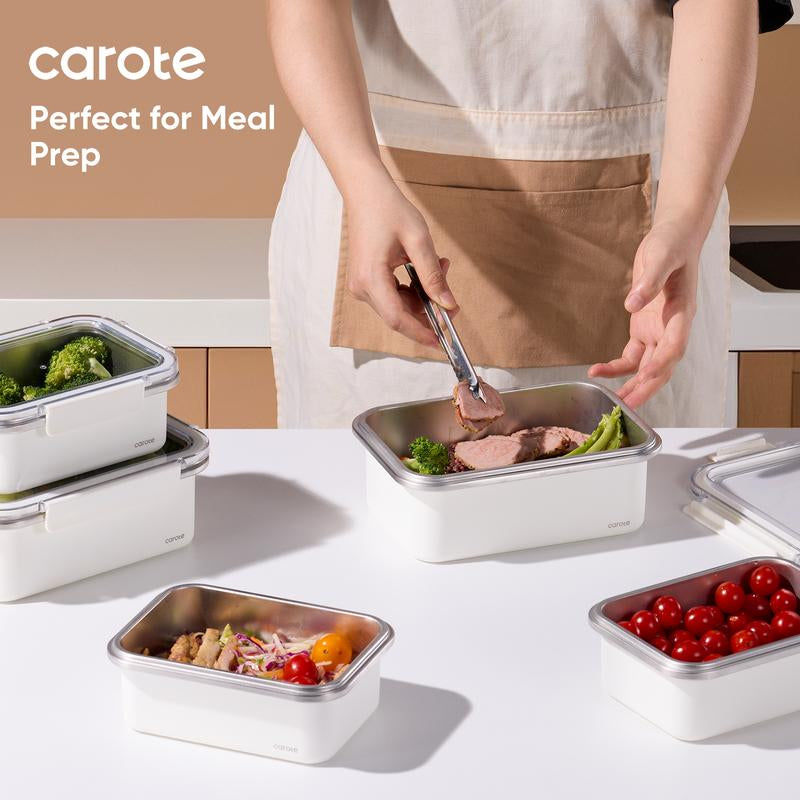 [Official] Carote 16PCS Food Storage Container Set, White & Pink, Leakproof, Microwave & Freezer Safe, Perfect for Meal Prep & Leftovers