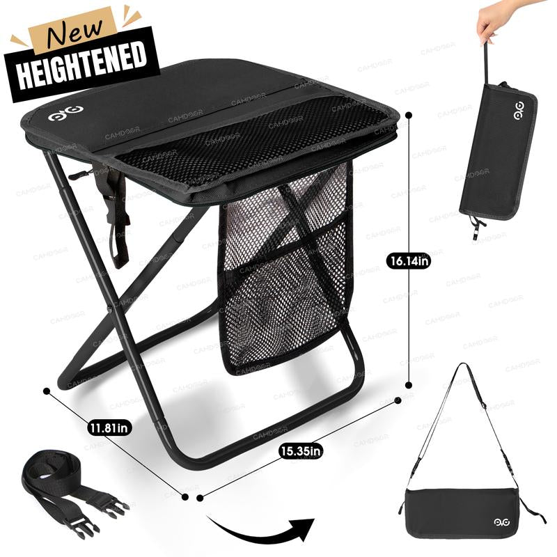 Camdoor Upgraded Strap Folding Stool Ultra-Light 1.5 Lbs Portable Outdoor Camping Chair with Side Pockets & Shoulder Strap Max Load 500Lbs for Hiking Fishing Thanksgiving Gift
