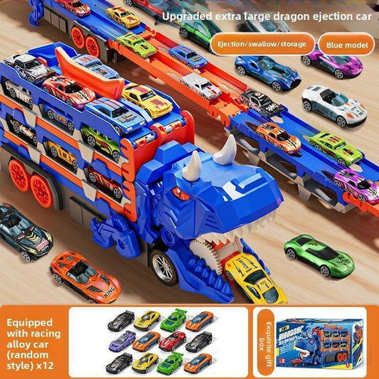 Dinosaur Transport Truck Toy for Toddlers – 12 Die-Cast Cars, Transforms into Dino, Perfect Gift for 3-6 Year Old Boys