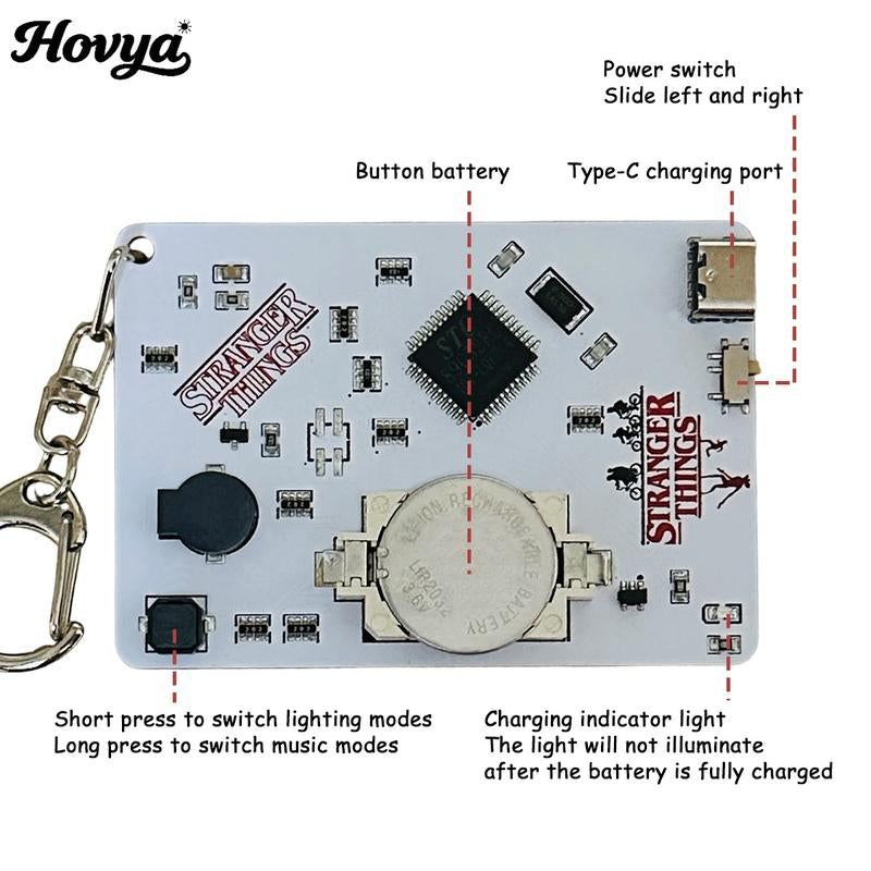 Handmade Stranger Things Card Keychain, LED Message Board, Best Christmas and Birthday Gifts