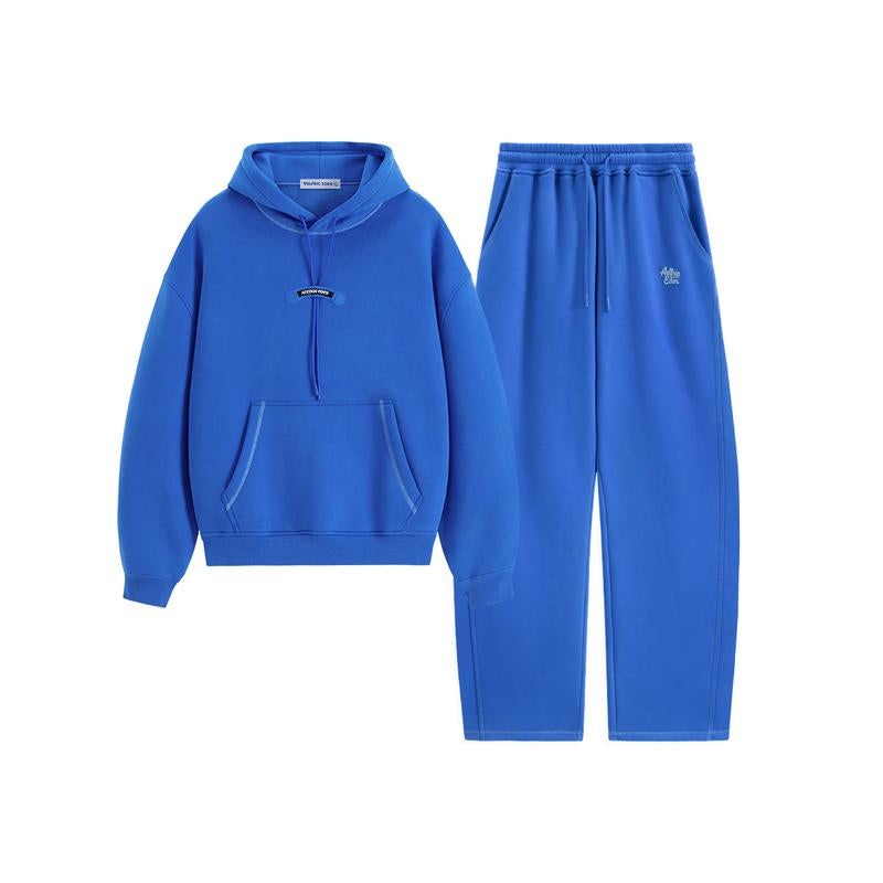 Aelfric Eden Souffle Cloud ICON Boxy Set Premium Unisex 2 Piece Oversized Batwing Sleeve Hoodie & Baggy Pants Leather Patch Y2K Heavyweight Streetwear