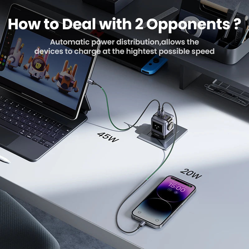 【US Plug】UGREEN 65W 30W GaN Charger Robot Design PD3.0 Fast Charger QC4.0 3.0 PPS for iPhone 17 16 15 Pro Macbook Laptop Table easy-shop-bay