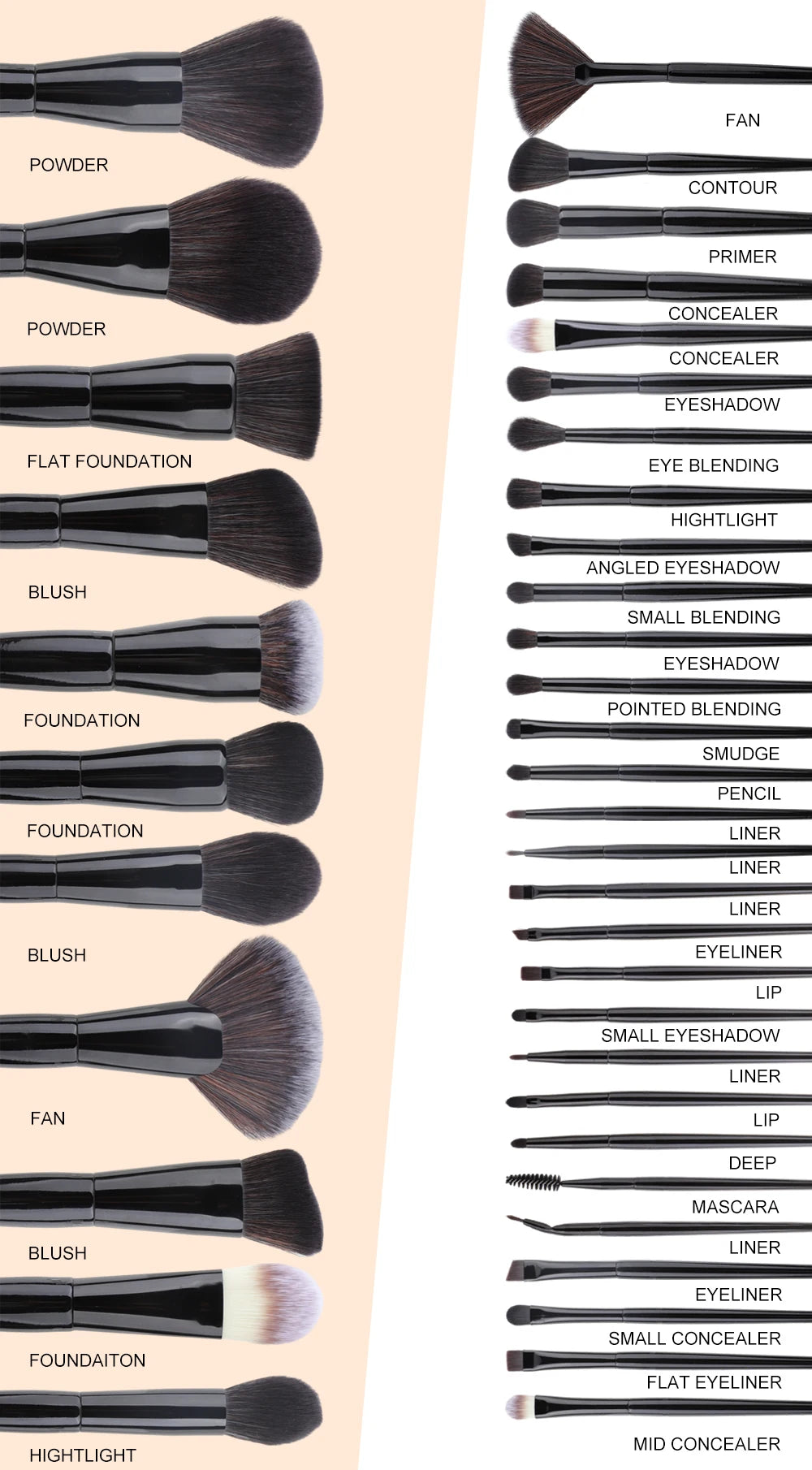 HMU Wholesale 2023 Hot Sale Vegan 5pcs Custom Logo Black Liquid Foundation Brush Set for Make up Foundation easy-shop-bay