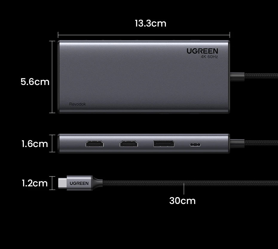 UGREEN Triple Display USB C HUB 10Gbps 4K HDMI Adapter 8-in-1 Splitter with HDMI DP USB3.2 PD 100W Dock for MacBook Pro Air PC easy-shop-bay