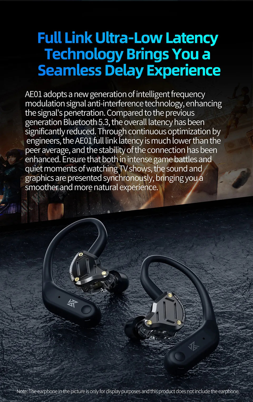 KZ AE01 Wireless Upgrade Cable Bluetooth-compatible 5.4 HIFI Wireless Ear Hook C PIN Connector With Charging Case easy-shop-bay