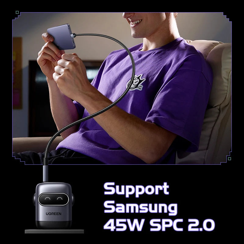 【US Plug】UGREEN 65W 30W GaN Charger Robot Design QC4.0 3.0 PPS for iPhone 17 16 15 Pro Macbook Laptops Tablet PD3.0 Fast Charg easy-shop-bay