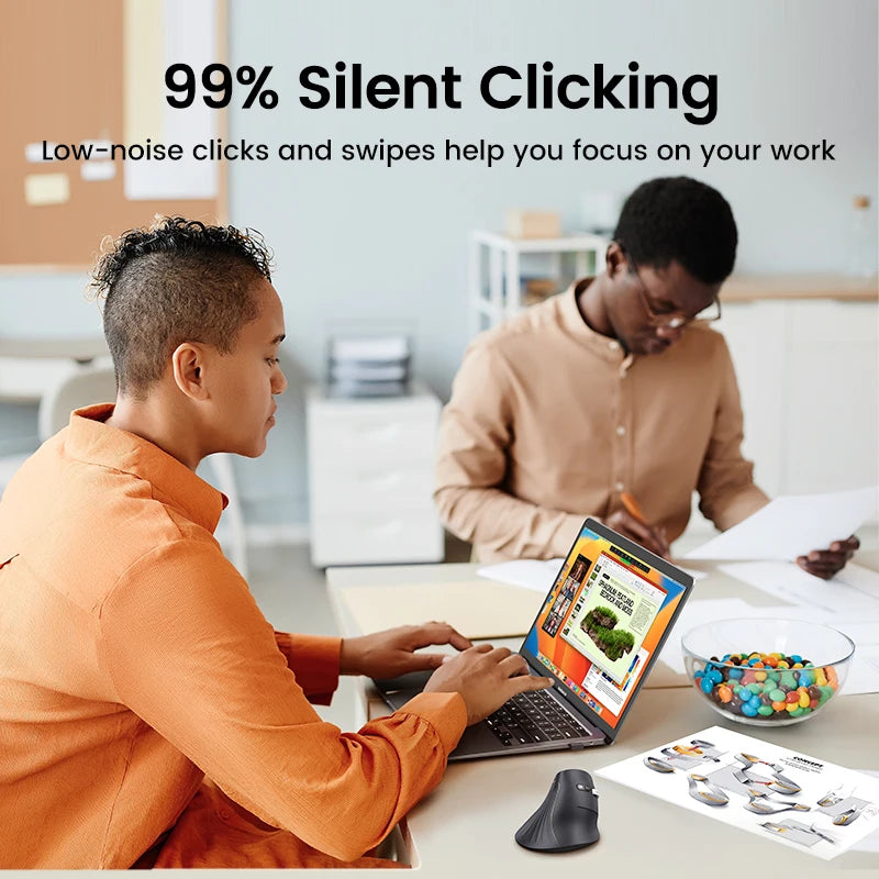 UGREEN Vertical Mouse Wireless Bluetooth5.0 2.4G Ergonomic 4000DPI 6 Mute Buttons for MacBook Tablet Laptops Computer PC Mice easy-shop-bay