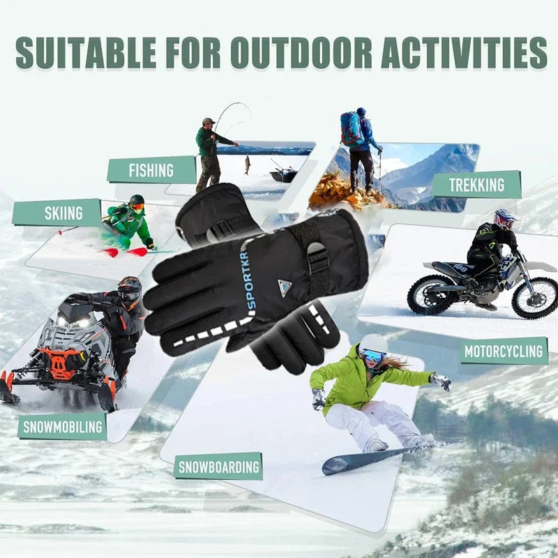 Winter Cycling Gloves Waterproof Antislip Outdoor Sports Ski Cycling Motocycle Warm Gloves Unisex Moto Equipments Accessories easy-shop-bay