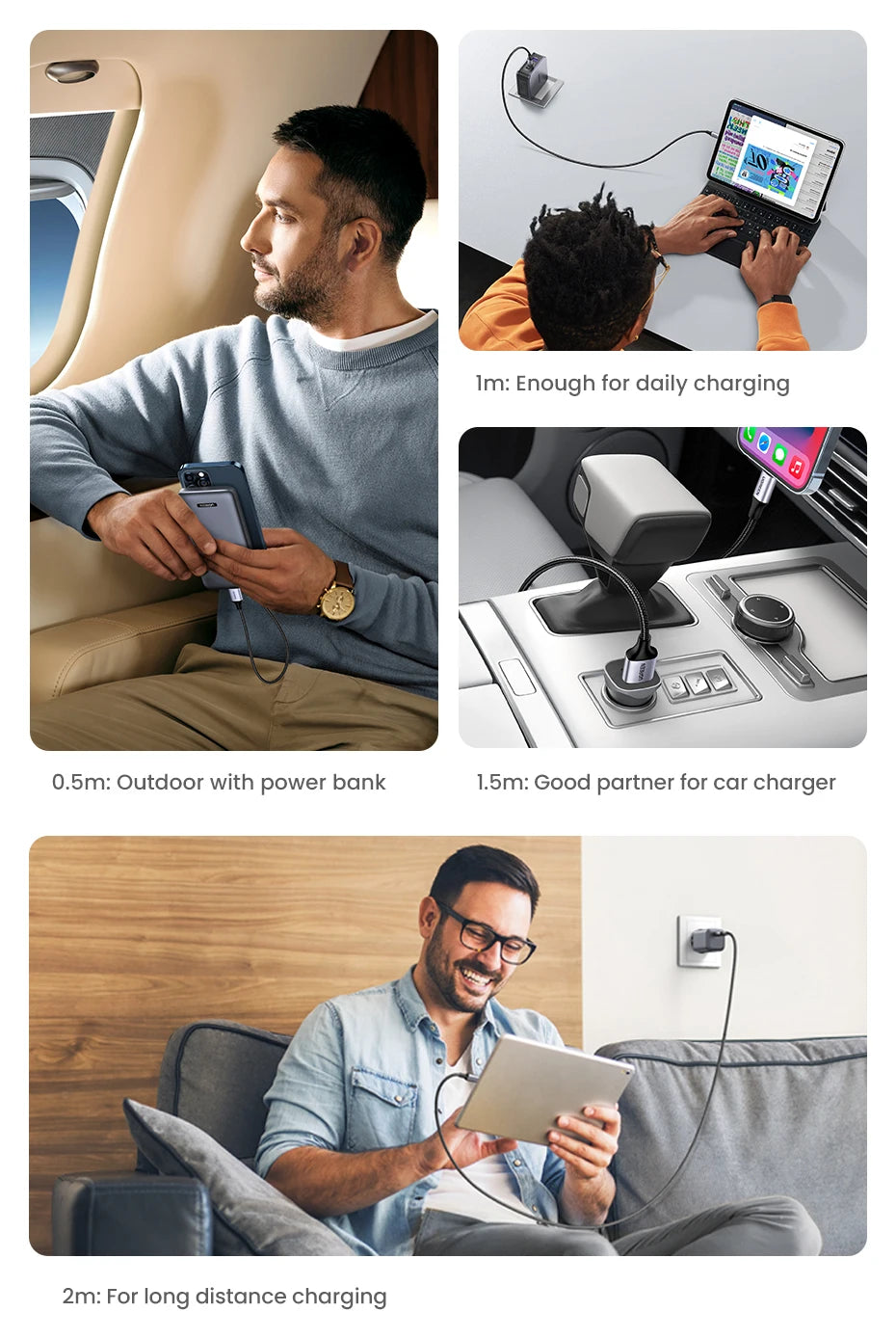 UGREEN MFi USB Cable for iPhone 14 13 12 Pro Max 2.4A Fast Charging Lightning Cable for iPad Mini Phone Data Cable easy-shop-bay