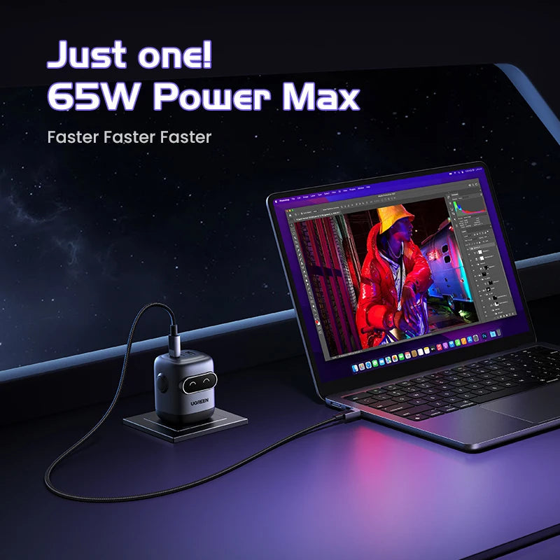 【US Plug】UGREEN 65W 30W GaN Charger Robot Design QC4.0 3.0 PPS for iPhone 17 16 15 Pro Macbook Laptops Tablet PD3.0 Fast Charg easy-shop-bay