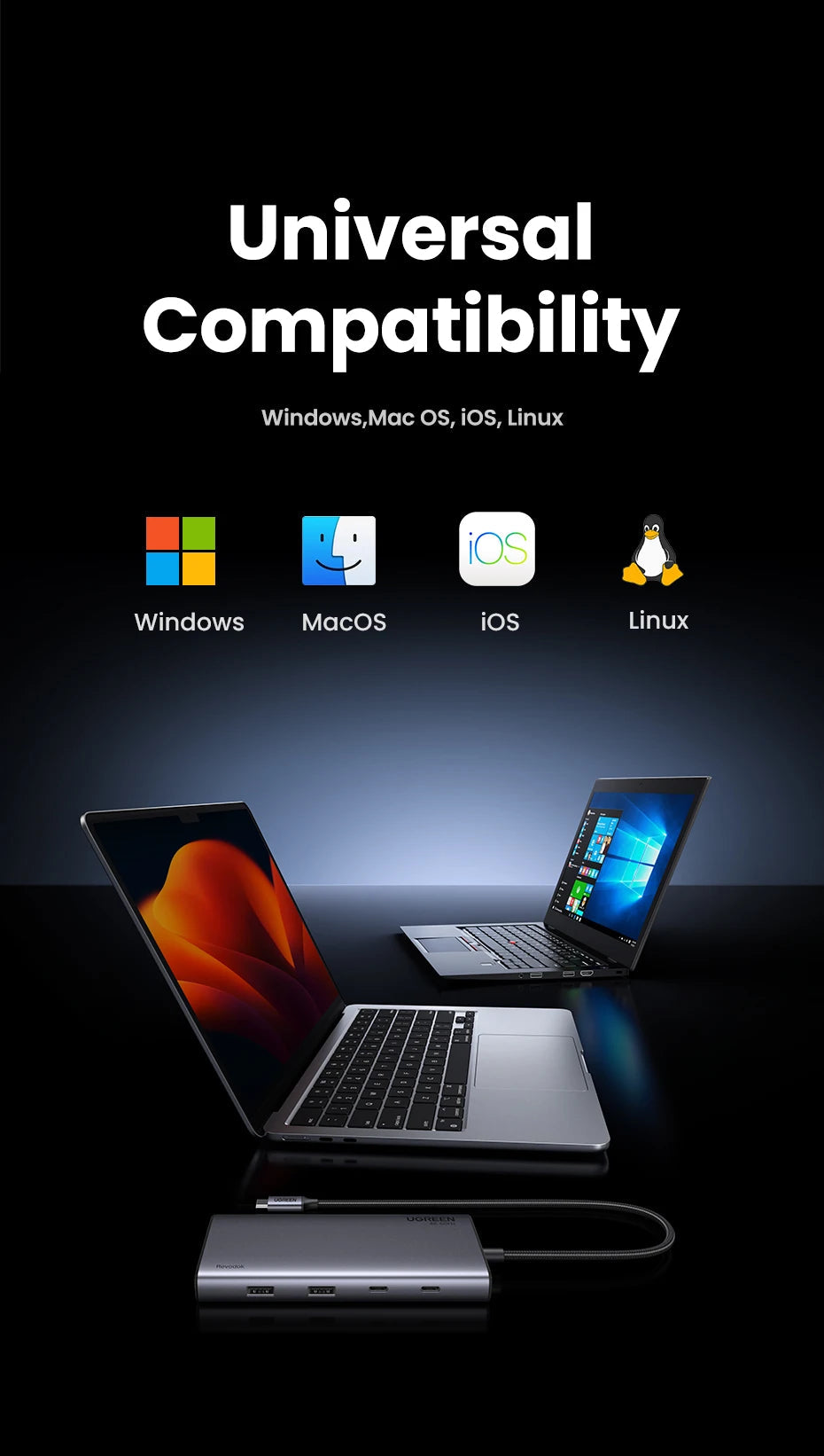 UGREEN Triple Display USB C HUB 10Gbps 4K HDMI Adapter 8-in-1 Splitter with HDMI DP USB3.2 PD 100W Dock for MacBook Pro Air PC easy-shop-bay