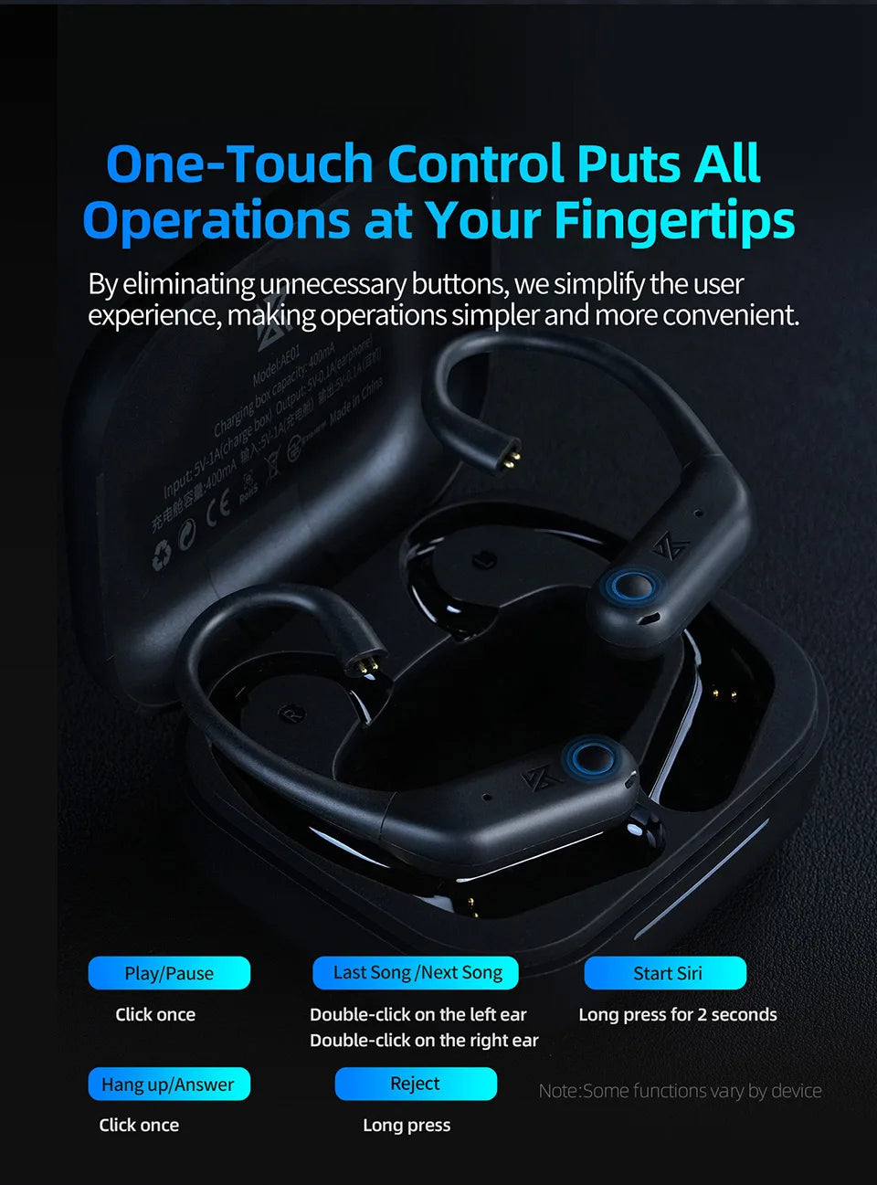 KZ AE01 Wireless Upgrade Cable Bluetooth-compatible 5.4 HIFI Wireless Ear Hook C PIN Connector With Charging Case easy-shop-bay