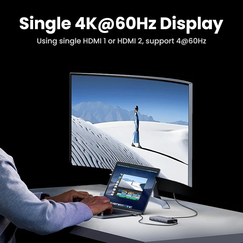 UGREEN Triple Display USB C HUB 10Gbps 4K HDMI Adapter 8-in-1 Splitter with HDMI DP USB3.2 PD 100W Dock for MacBook Pro Air PC easy-shop-bay