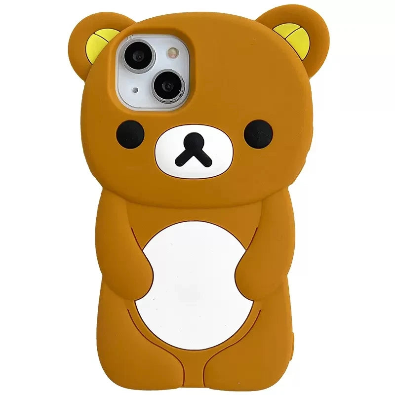Rilakkuma Bear Silicone Soft Cover Case For iPhone 17 16 15 14 13 12 11 Pro Max mini Plus Xs XR 6 7 8 Plus easy-shop-bay