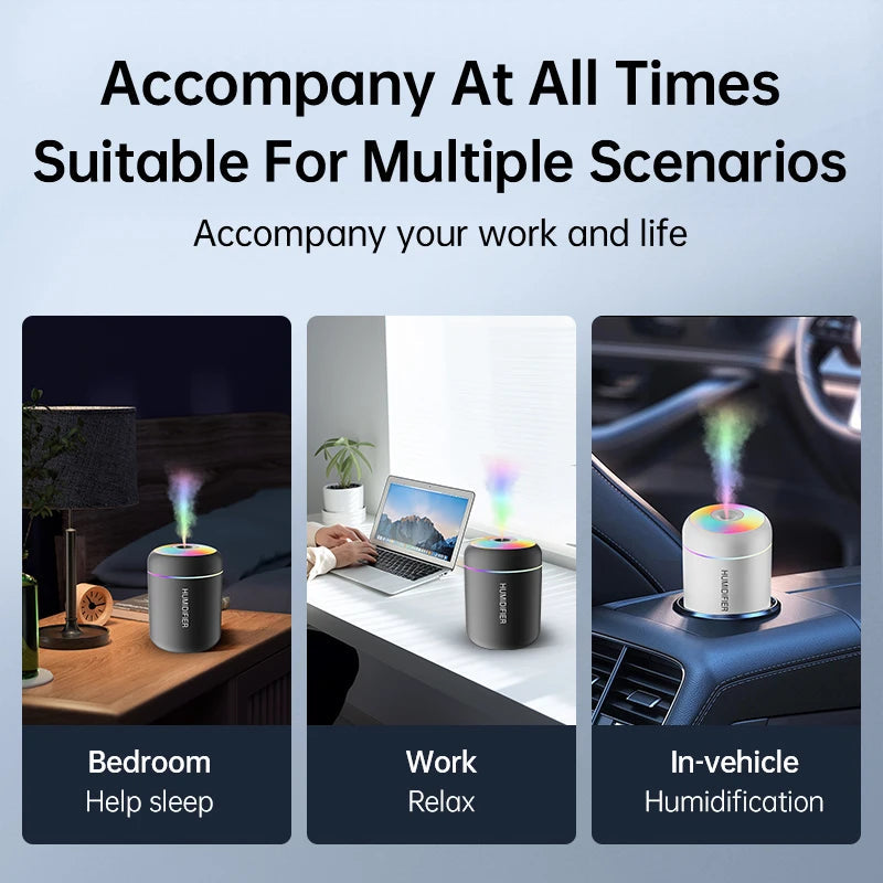 180ML Mini Air Humidifier USB Electric Aroma Diffuser Essential Oil Purifier Aromatherapy Mist Maker Lights For Car Home Bedroom easy-shop-bay