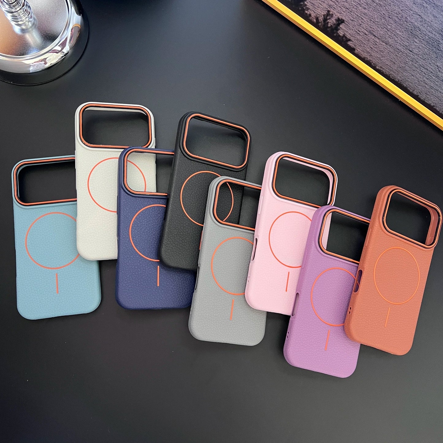 Frosted Hit Color Lichee Pattern Magnetic Phone Case For iPhone 17 Air 16 15 14 13 12 11 Pro Max Plus For Magsafe TPU Soft Cover easy-shop-bay