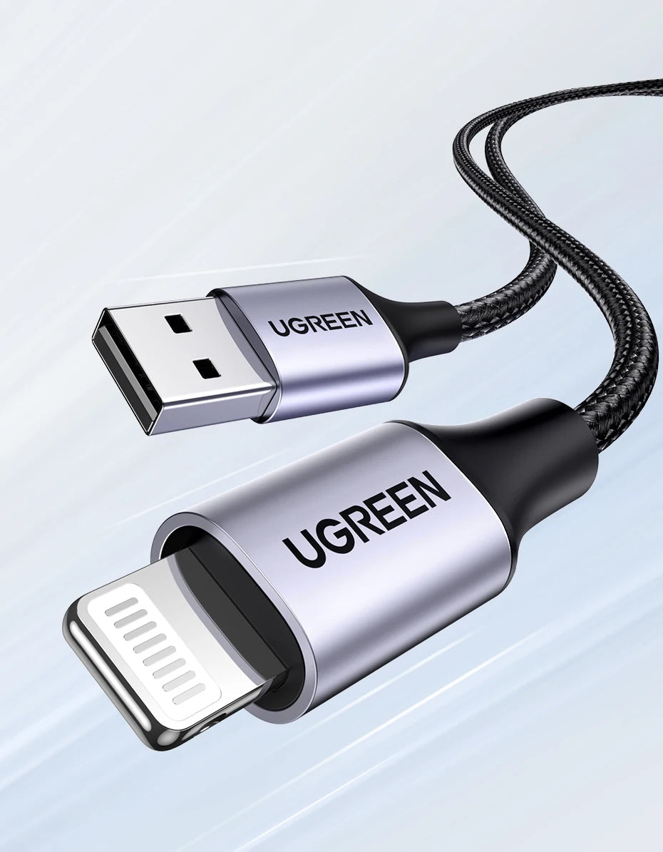 UGREEN MFi USB Cable for iPhone 14 13 12 Pro Max 2.4A Fast Charging Lightning Cable for iPad Mini Phone Data Cable easy-shop-bay