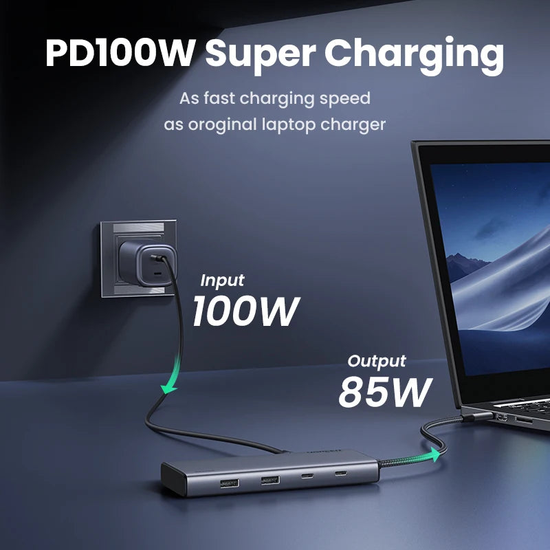 UGREEN Triple Display USB C HUB 10Gbps 4K HDMI Adapter 8-in-1 Splitter with HDMI DP USB3.2 PD 100W Dock for MacBook Pro Air PC easy-shop-bay