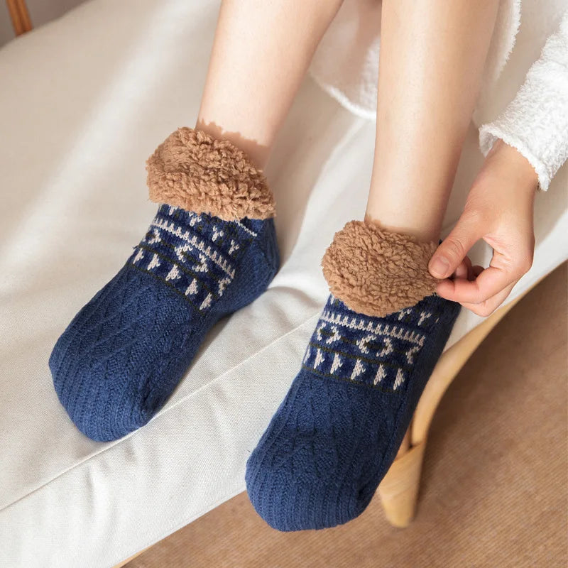 Super Warm Winter Non-slip Floor Socks Women Men Snow Socks Sleep Carpet Socks Slippers Socks Women Velvet Boot Unsiex Home Wear easy-shop-bay