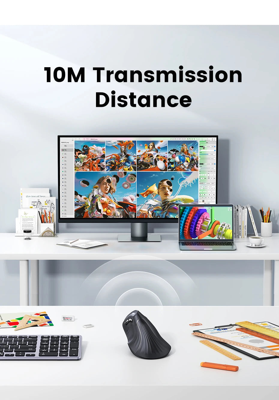 UGREEN Vertical Mouse Wireless Bluetooth5.0 2.4G Ergonomic 4000DPI 6 Mute Buttons for MacBook Tablet Laptops Computer PC Mice easy-shop-bay