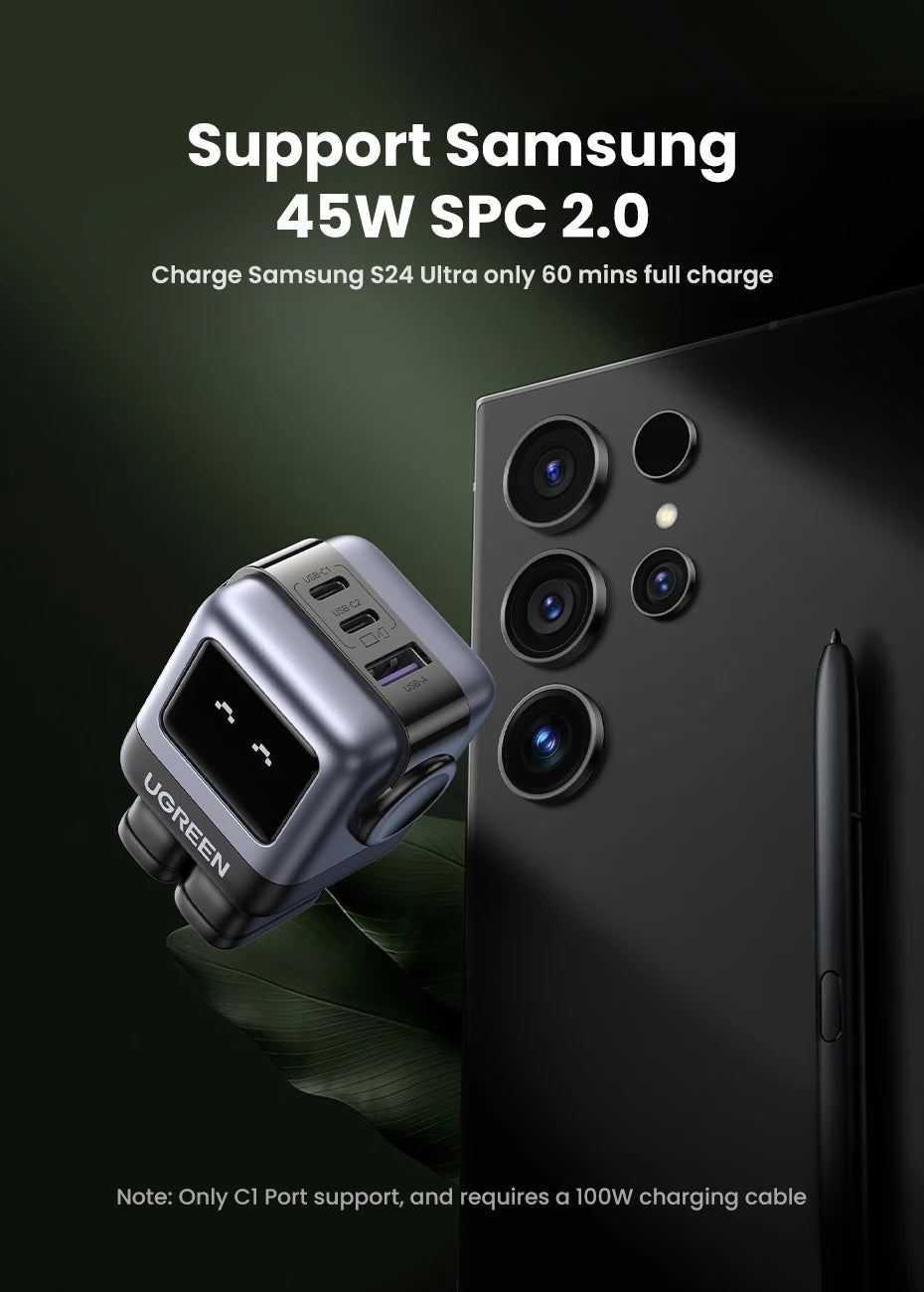 【US Plug】UGREEN 65W 30W GaN Charger Robot Design PD3.0 Fast Charger QC4.0 3.0 PPS for iPhone 17 16 15 Pro Macbook Laptop Table easy-shop-bay